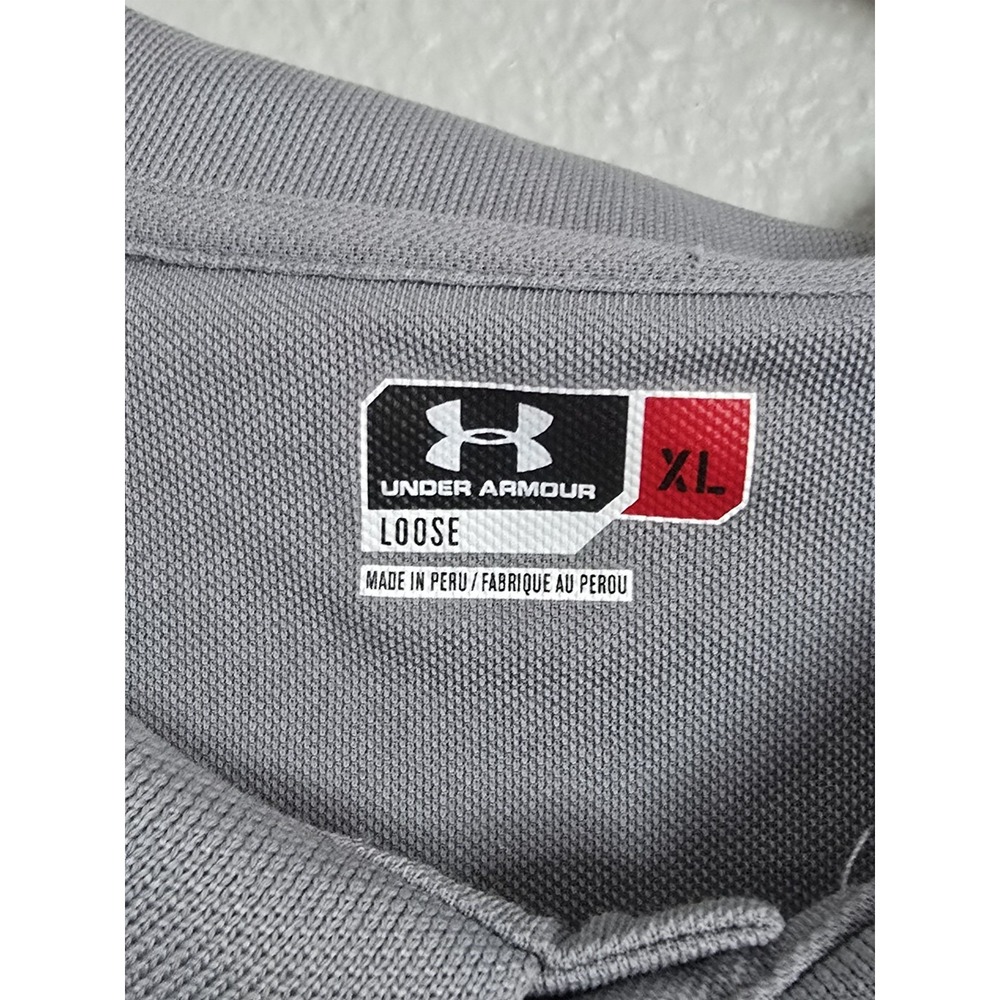 Under Armour XL Polo‎ Shirt Gray Loose Fit Short Sleeve Casual Mens - Picture 3 of 8